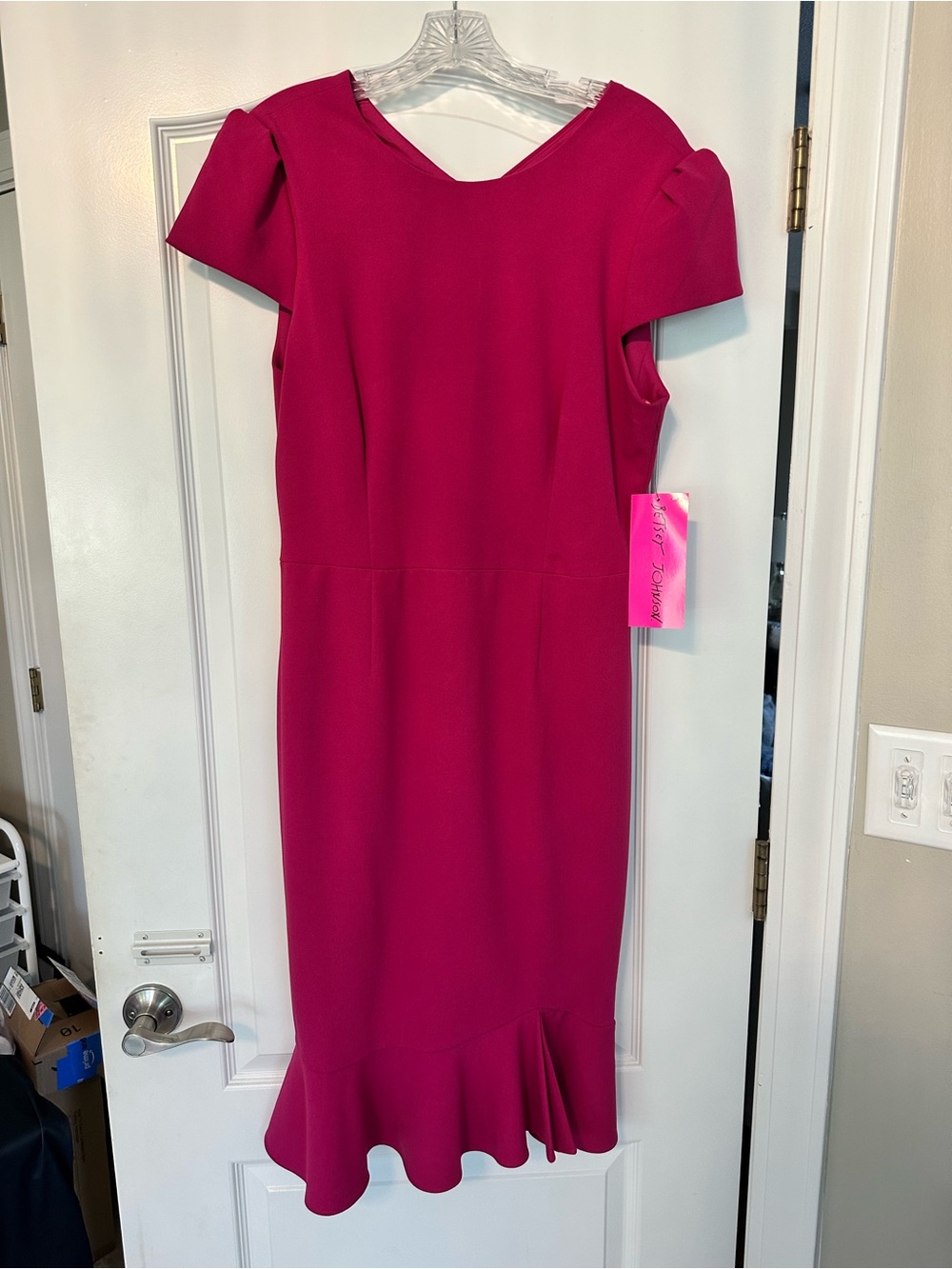Betsey Johnson Fuchsia Midi Dress with Flounce Hem